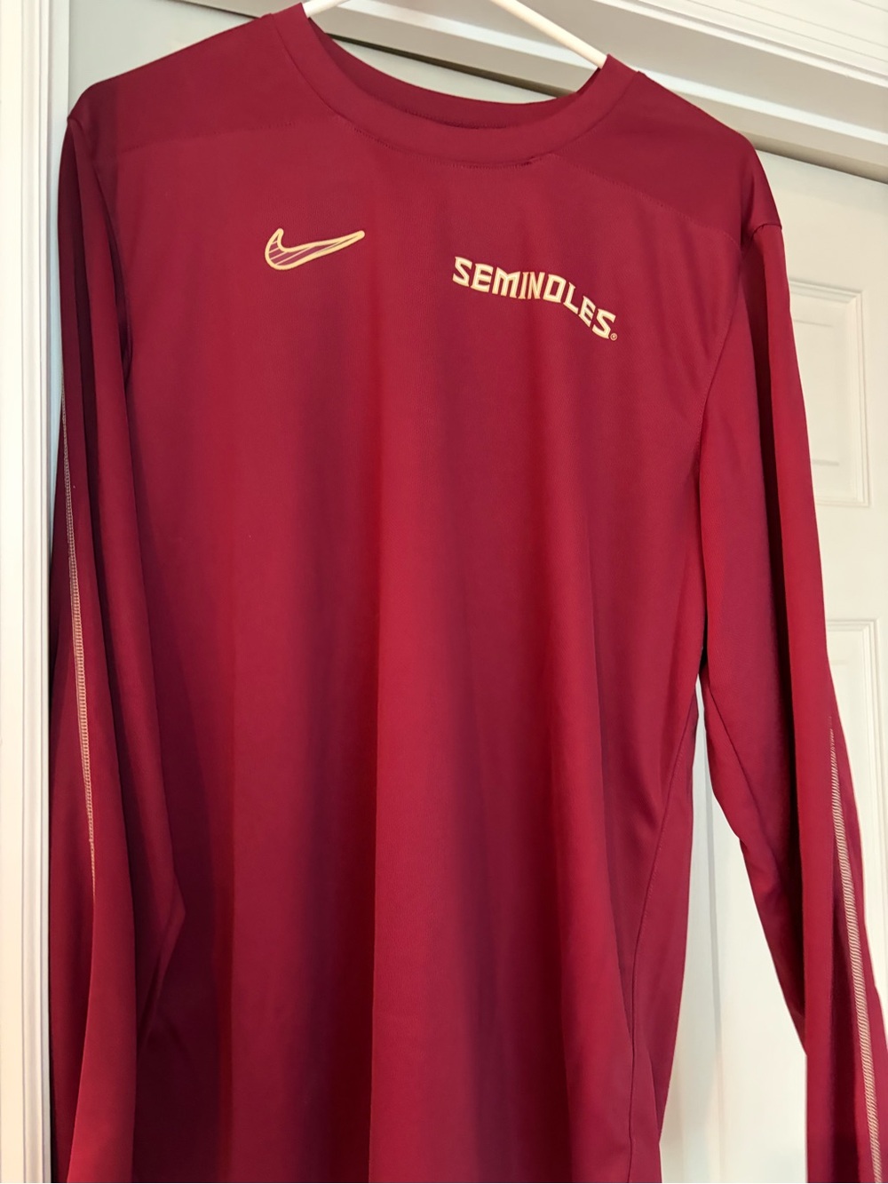 Nike Men's Long-Sleeve Seminoles Performance Shirt - Garnet/Gold